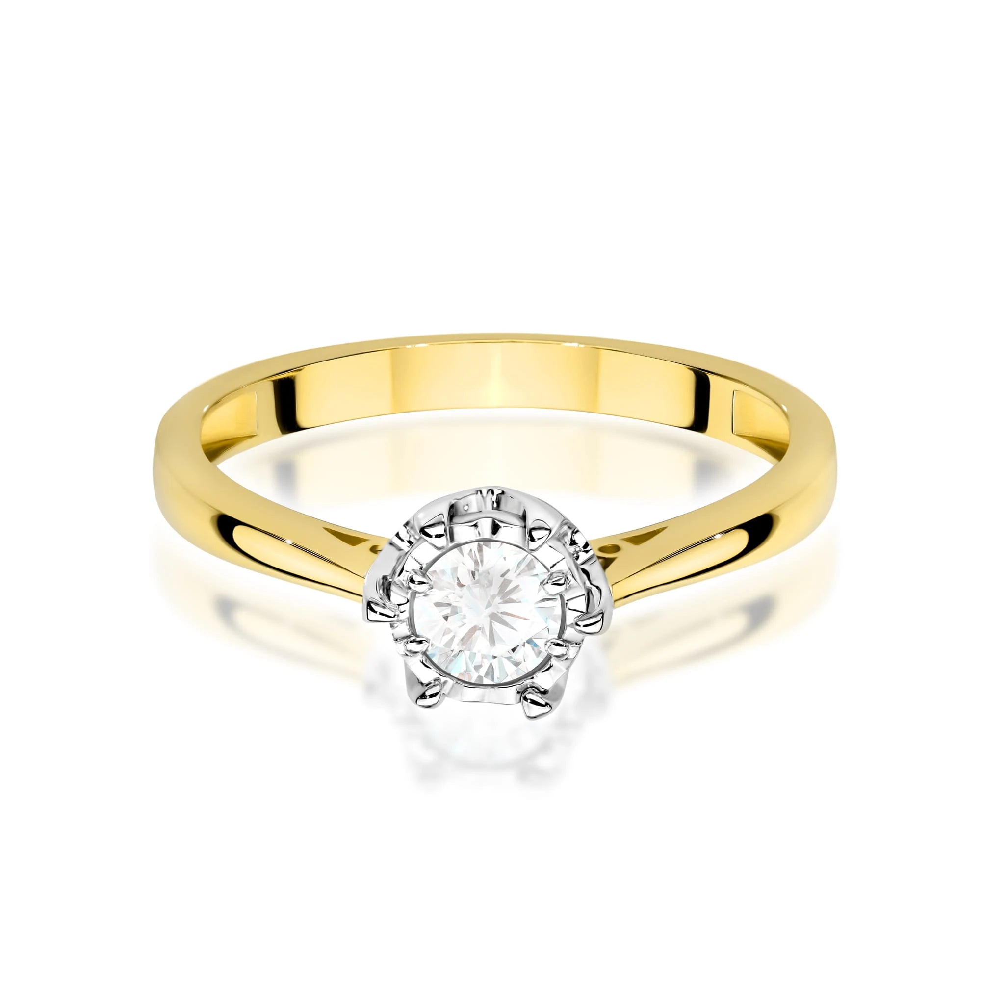 Yellow Gold engagement ring with Round 0.25 ct Lab-grown Diamond by GREMARI, 14K (585) gold