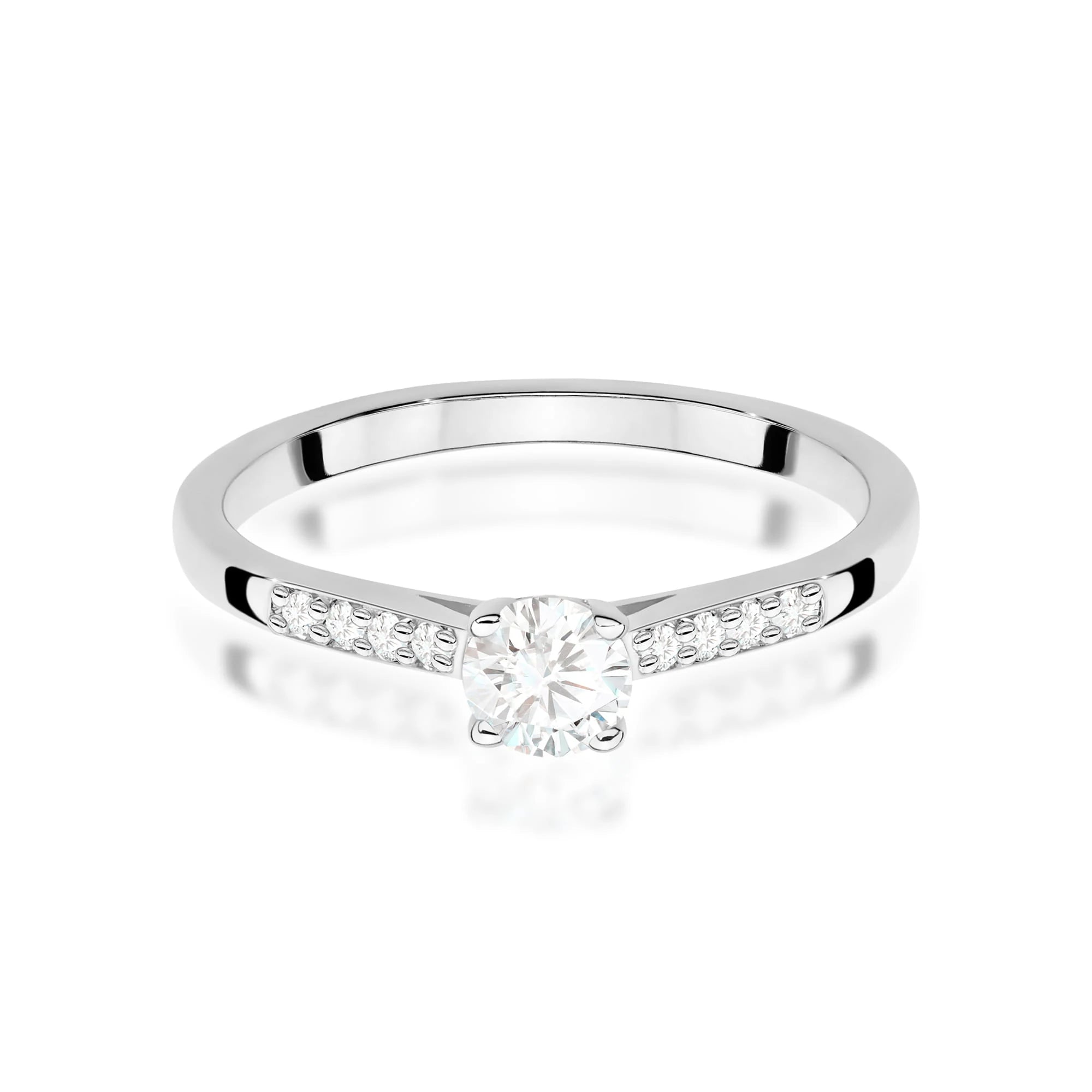 White Gold engagement ring with Round 0.25 ct Central and 0.07 ct Sideline Lab-grown Diamonds by GREMARI, 14K (585) gold