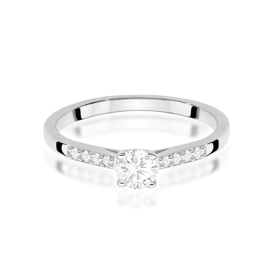 White Gold engagement ring with Round 0.25 ct Central and 0.07 ct Sideline Lab-grown Diamonds by GREMARI, 14K (585) gold