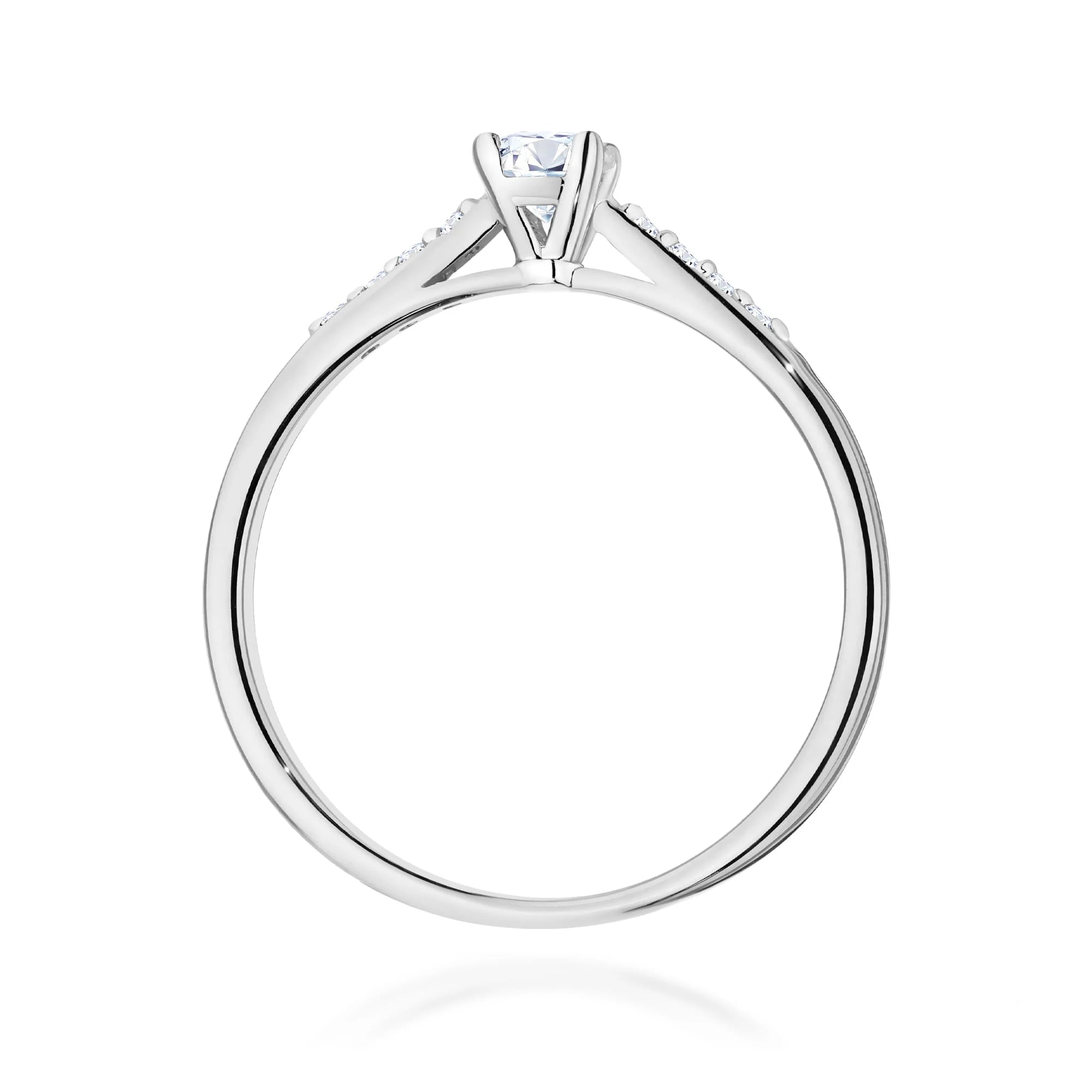 GREMARI 14K (585) White Gold engagement ring with Round 0.25 ct Central and 0.07 ct Sideline Lab-grown Diamonds