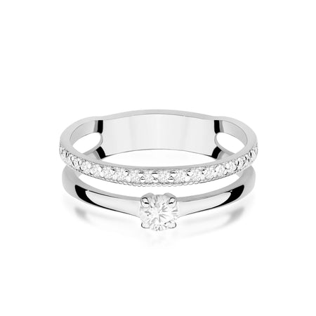 White Gold engagement ring with Round 0.25 ct Central and 0.16 ct Sideline Lab-grown Diamonds by GREMARI, 14K (585) gold