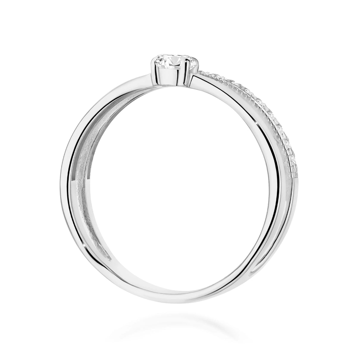 GREMARI 14K (585) White Gold engagement ring with Round 0.25 ct Central and 0.16 ct Sideline Lab-grown Diamonds