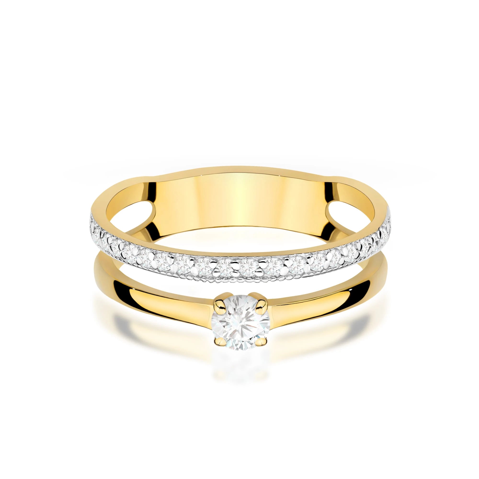 Yellow Gold engagement ring with Round 0.25 ct Central and 0.16 ct Sideline Lab-grown Diamonds by GREMARI, 14K (585) gold