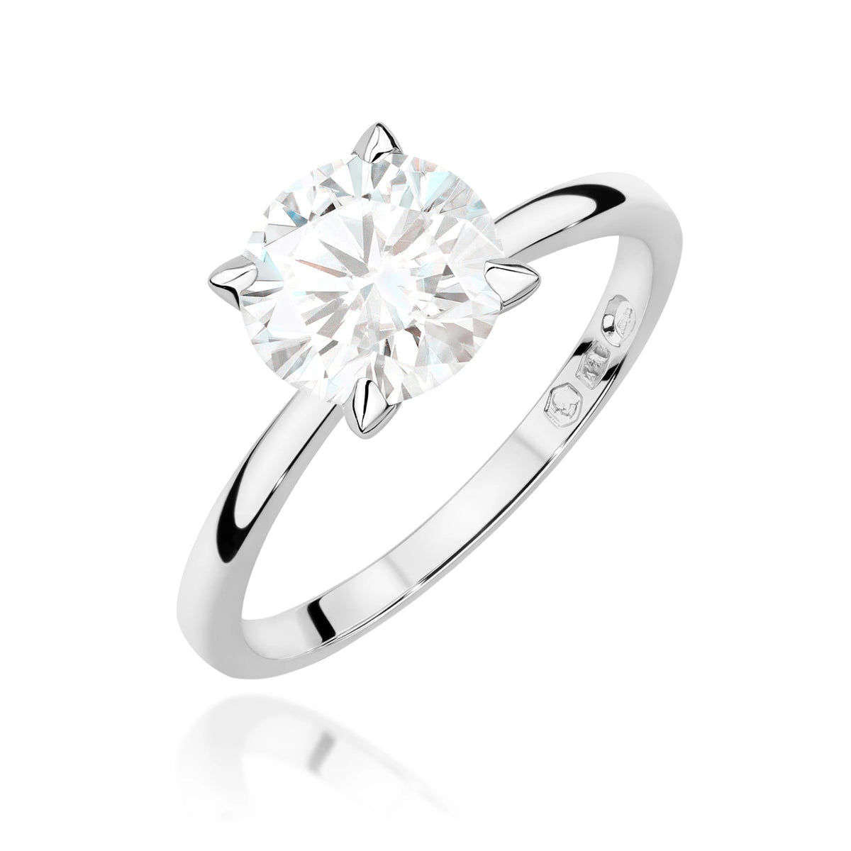Prsten z bílého zlata s kulatým lab-grown diamantem 2,00 ct