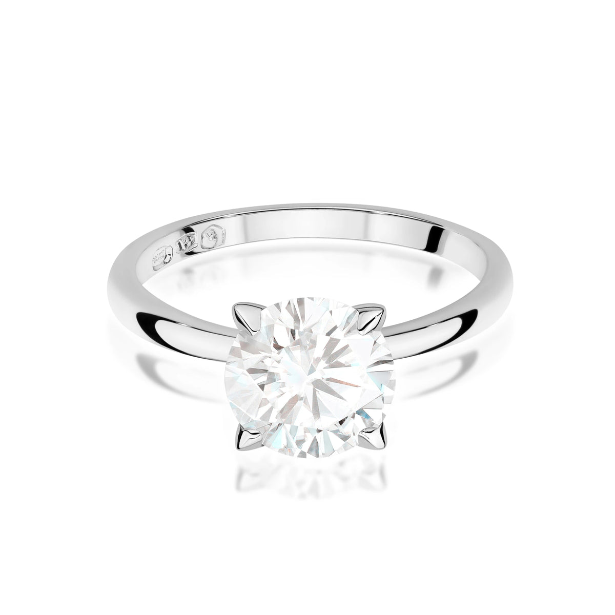 Prsten z bílého zlata s kulatým lab-grown diamantem 2,00 ct
