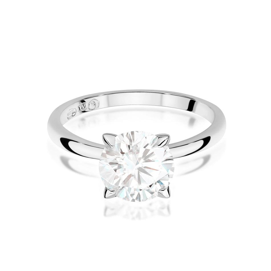 Prsten z bílého zlata s kulatým lab-grown diamantem 2,00 ct