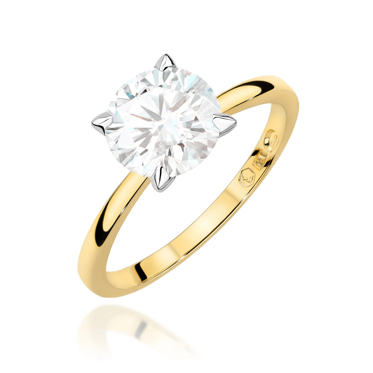 Prsten ze žlutého zlata s kulatým lab-grown diamantem 2,00 ct