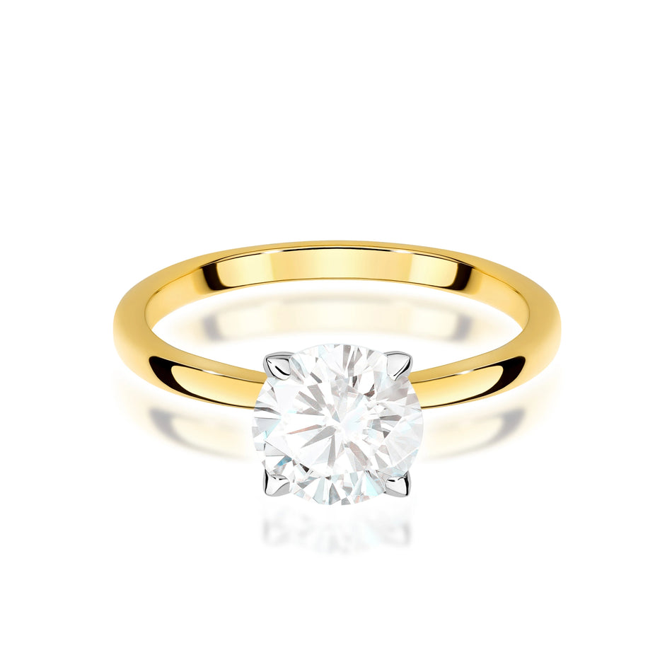 Prsten ze žlutého zlata – lab-grown diamant Round/Brilliant o hmotnosti 1,50 ct