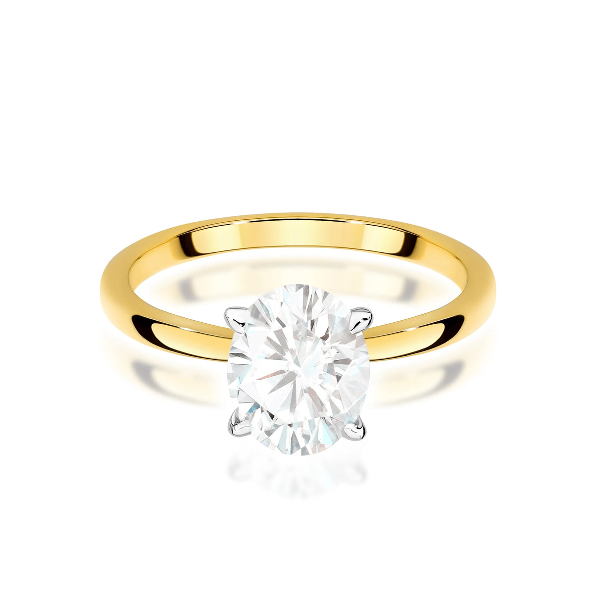 Yellow Gold engagement ring with Oval 1.00 ct Lab-grown Diamond by GREMARI, 14K (585) gold