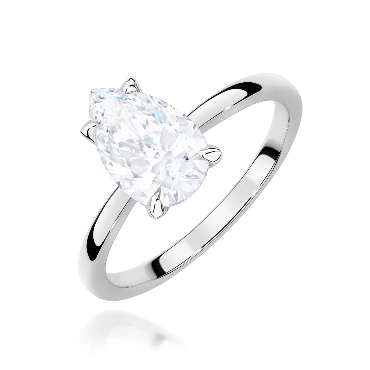 Prsten z bílého zlata s lab-grown diamantem Pear o hmotnosti 1,50 ct
