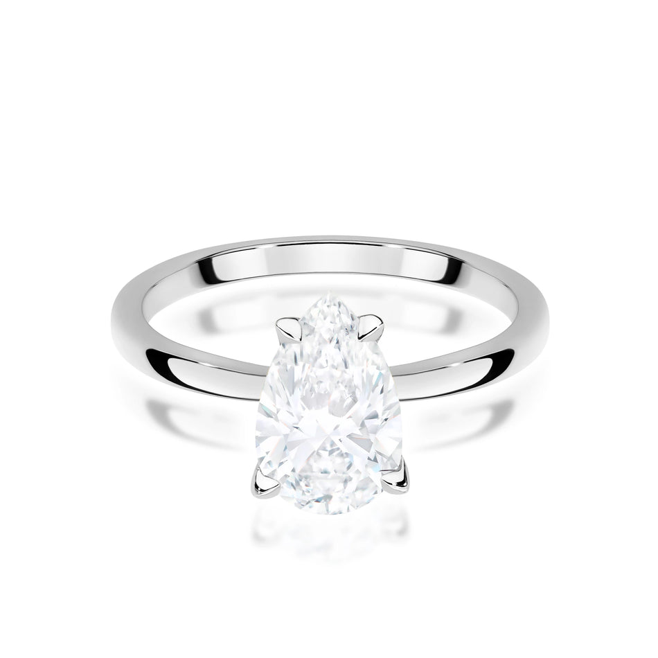 Prsten z bílého zlata s lab-grown diamantem Pear o hmotnosti 1,50 ct