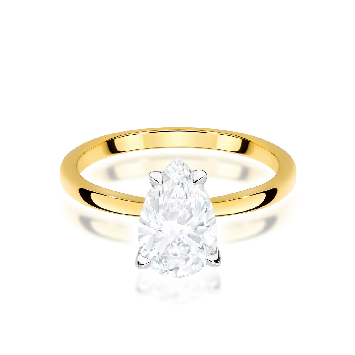 Prsten ze žlutého zlata s lab-grown diamantem Pear o hmotnosti 1,50 ct