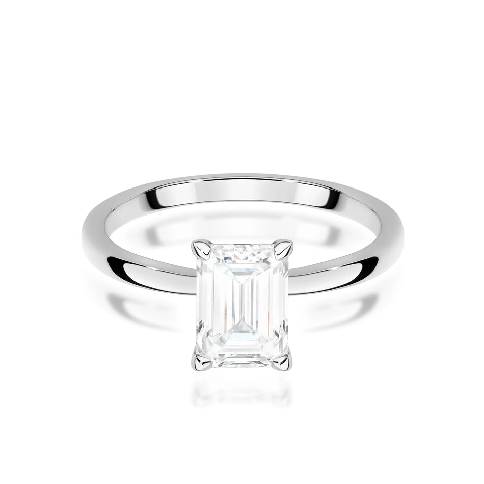Prsten z bílého zlata – lab-grown diamant Emerald o hmotnosti 1,50 ct