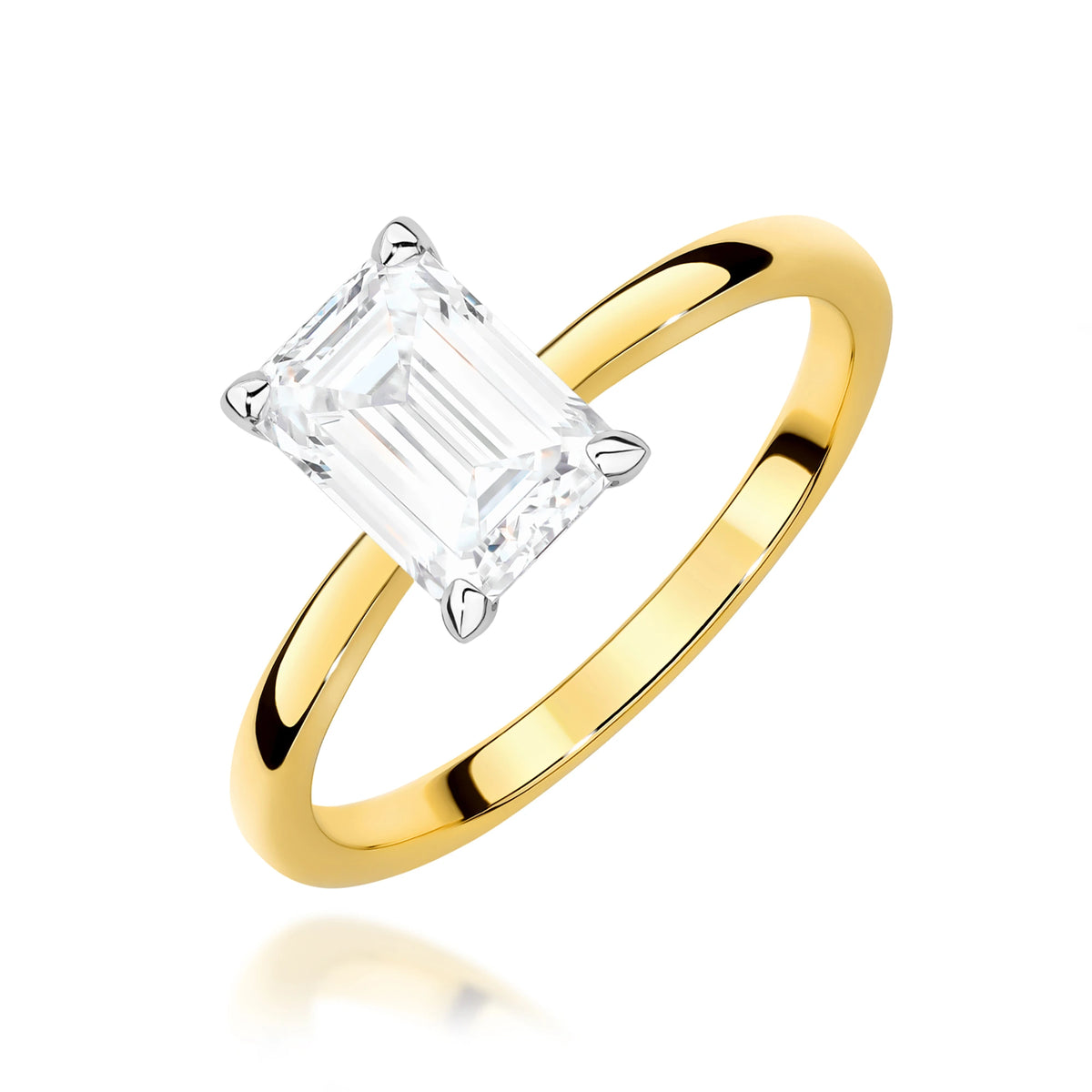 Prsten ze žlutého zlata – lab-grown diamant Emerald o hmotnosti 1,50 ct