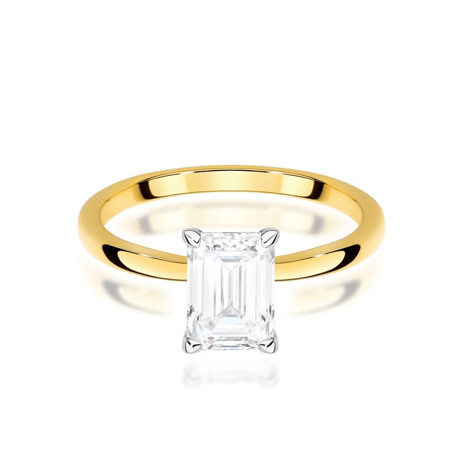Prsten ze žlutého zlata – lab-grown diamant Emerald o hmotnosti 1,50 ct
