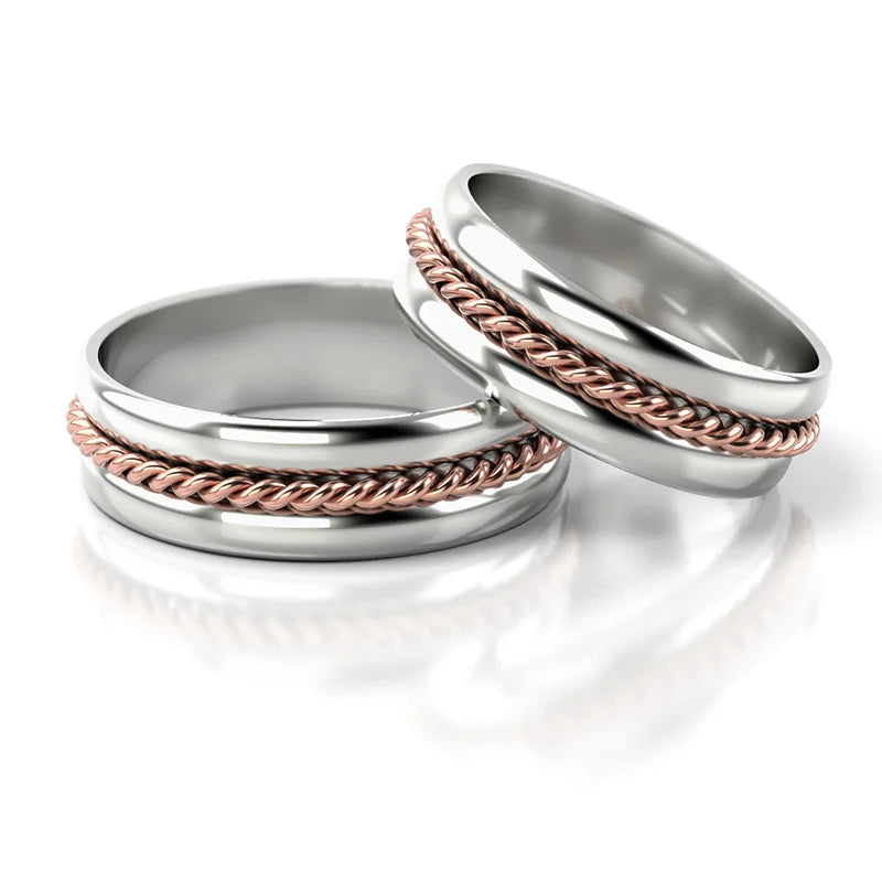 Nádherné dvoubarevné zlaté snubní prsteny 6mm