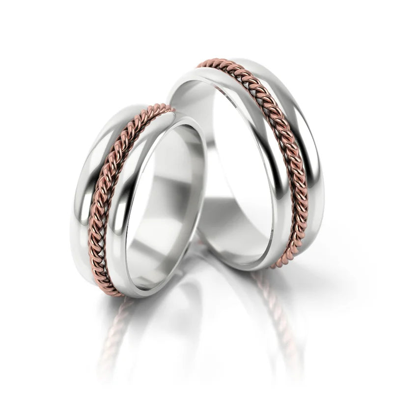 Nádherné dvoubarevné zlaté snubní prsteny 6mm