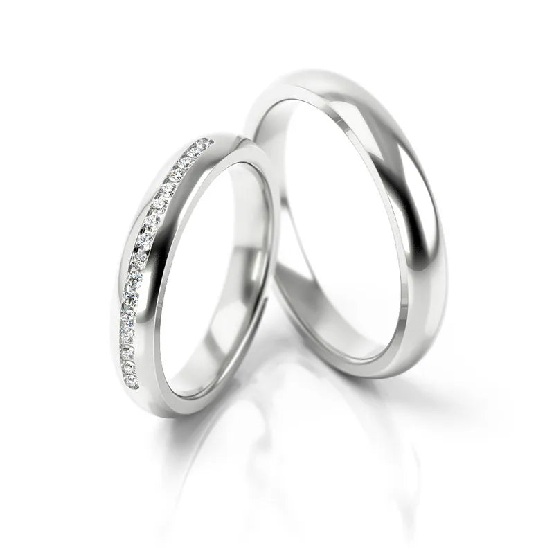 Snubní prsteny z bílého zlata se zirkony 3,5 mm