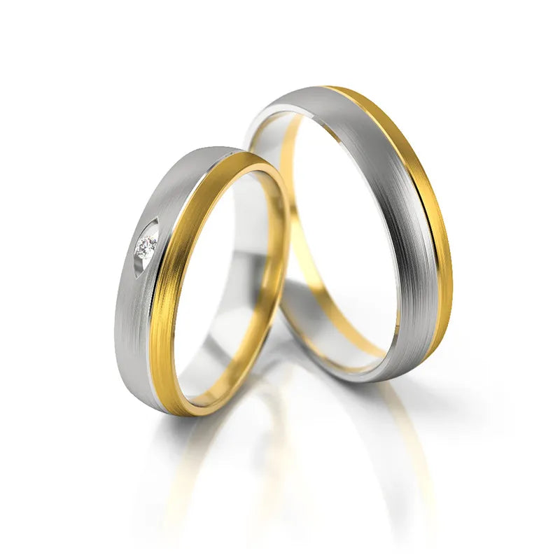 Dvoubarevné zlaté snubní prsteny se zirkony 4,5 mm