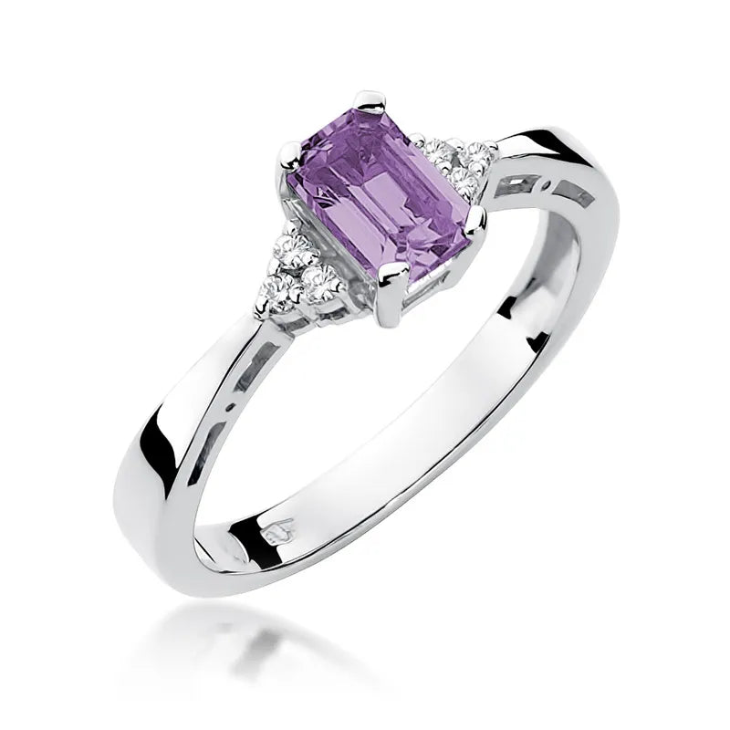 zlatý prsten s 0,50ct ametystem a diamanty w0002-amv-01