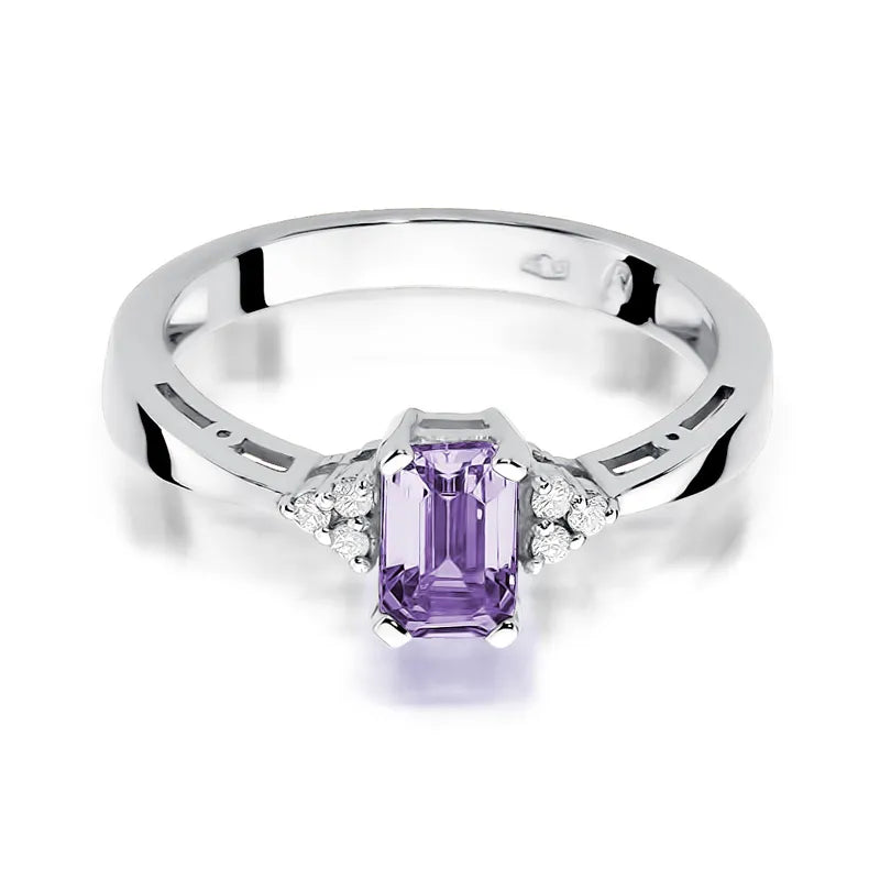 zlatý prsten s 0,50ct ametystem a diamanty w0002-amv-01