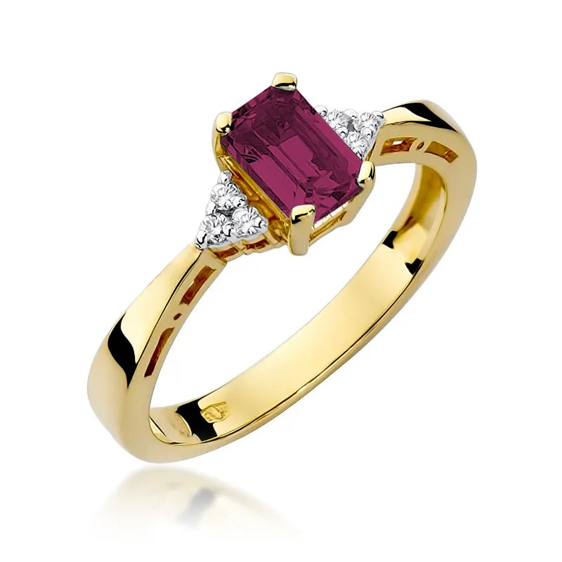 zlatý prsten s 0,80ct rubínem a diamanty w0002-rur-01