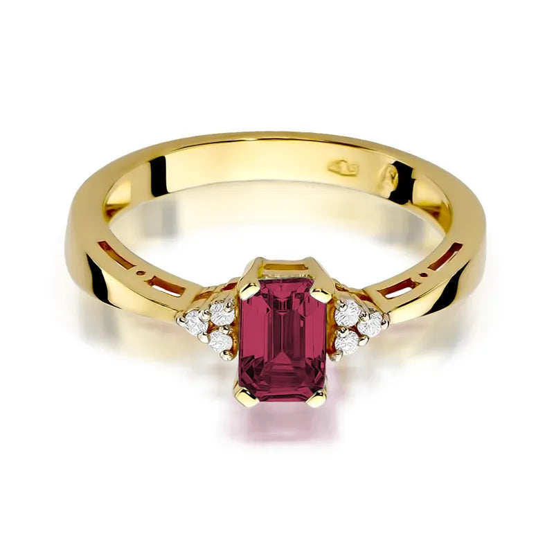 zlatý prsten s 0,80ct rubínem a diamanty w0002-rur-01