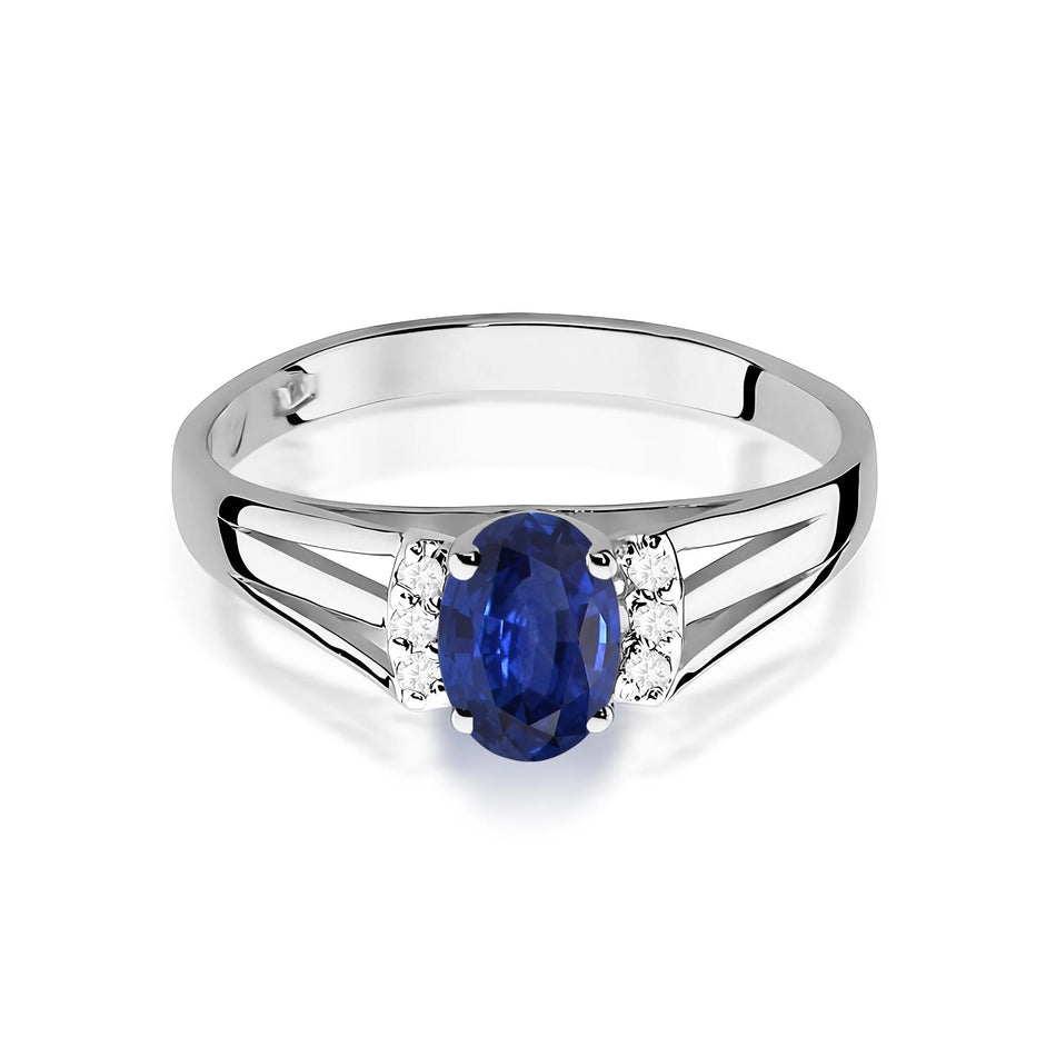 Gold Ring with 0.70ct Sapphire and 0.052ct Diamonds