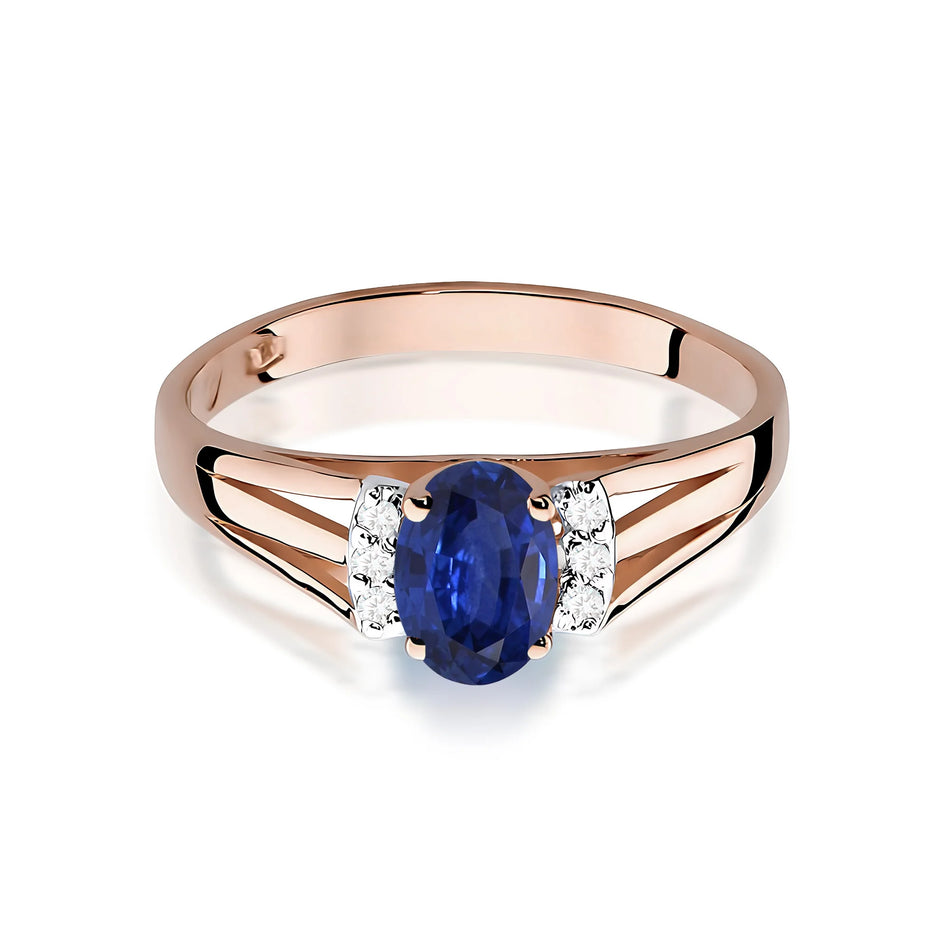 Gold Ring with 0.70ct Sapphire and 0.052ct Diamonds