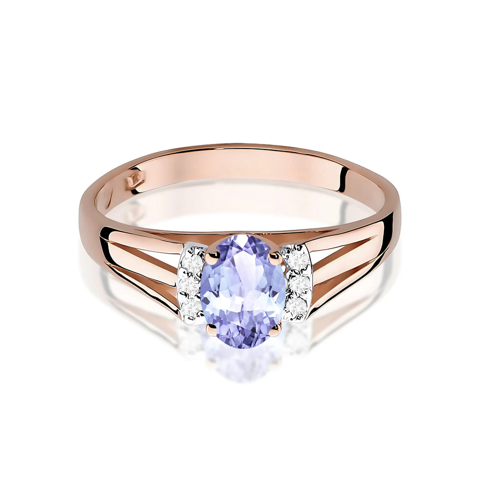 Zlatý prsten s 0,40ct tanzanitem a diamanty