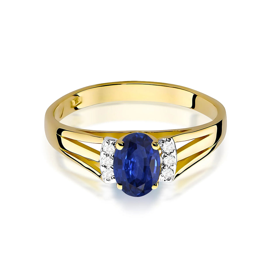 Gold Ring with 0.70ct Sapphire and 0.052ct Diamonds
