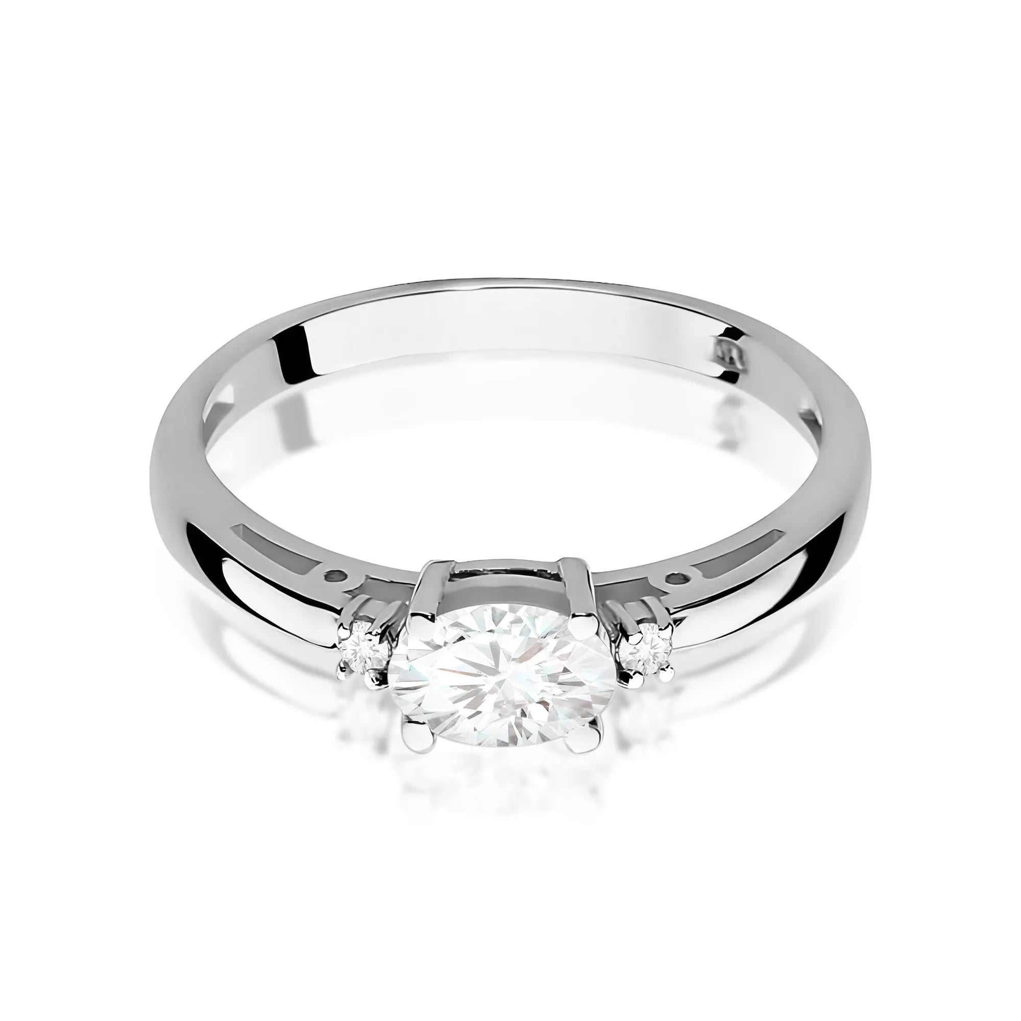 Zásnubní prsten s diamantem Lab-grown v 585 bílém zlatě