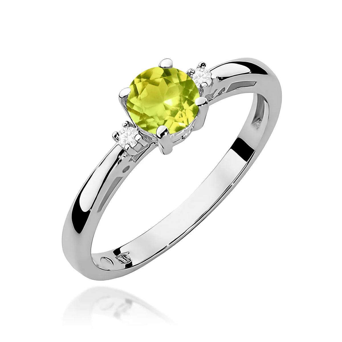 zlatý prsten s 0,60 ct olivínem a diamanty w0010-peg-01
