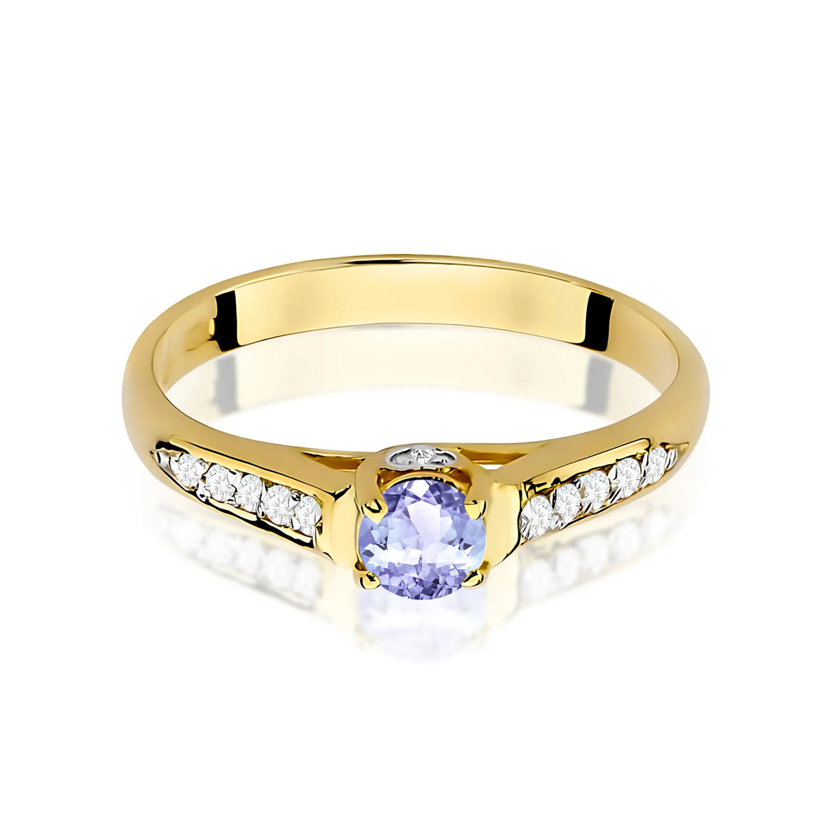 zlatý prsten s 0,35ct tanzanitem a 0,103ct diamanty w0016-tap-01