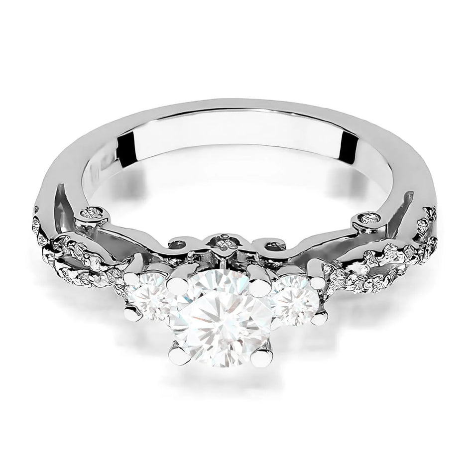 Vintage prsten z bílého zlata s lab-grown diamantem Round/Brilliant 0,50 ct a diamanty 0,339 ct