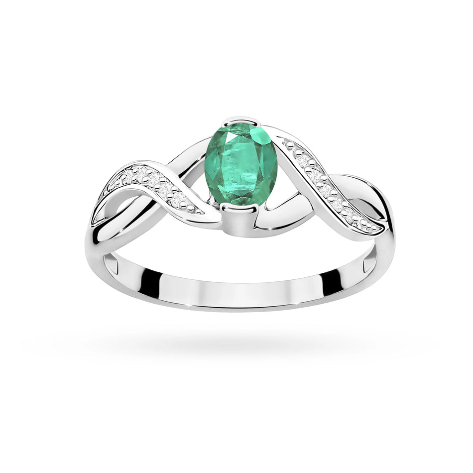 White Gold Ring with 0.40ct Emerald and 0.05ct Diamonds