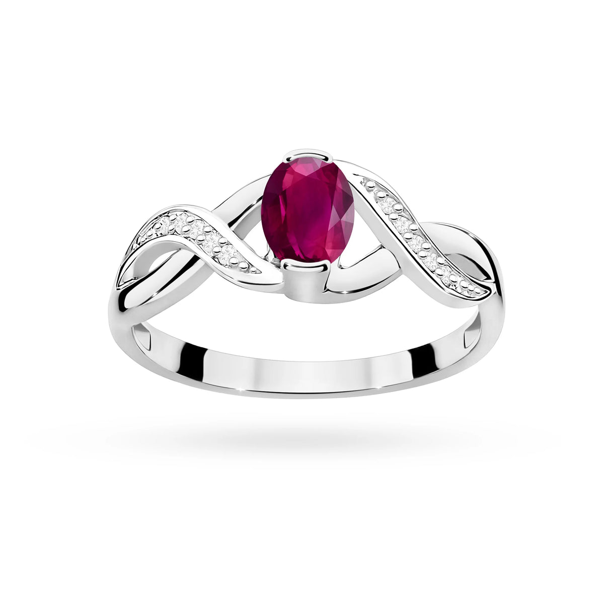 Prsten z bílého zlata s 0,50ct rhodolitem a 0,05ct diamanty