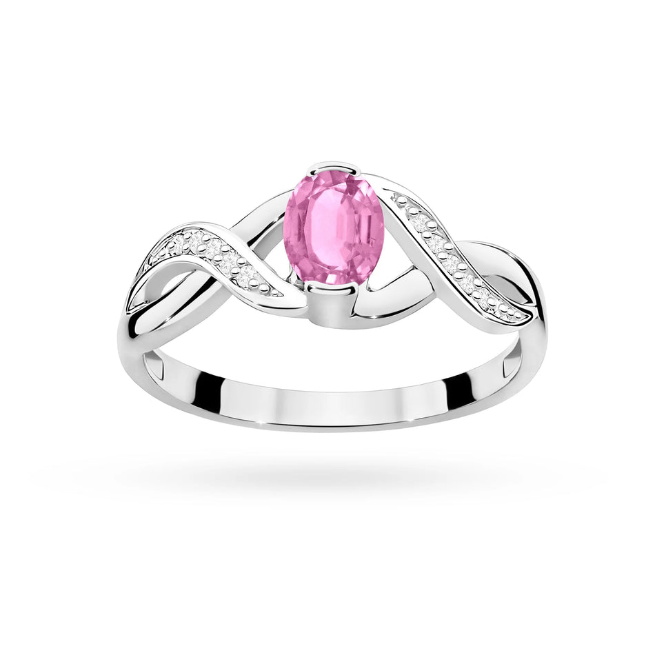 White Gold Ring with 0.45ct Pink Sapphire and 0.05ct Diamonds