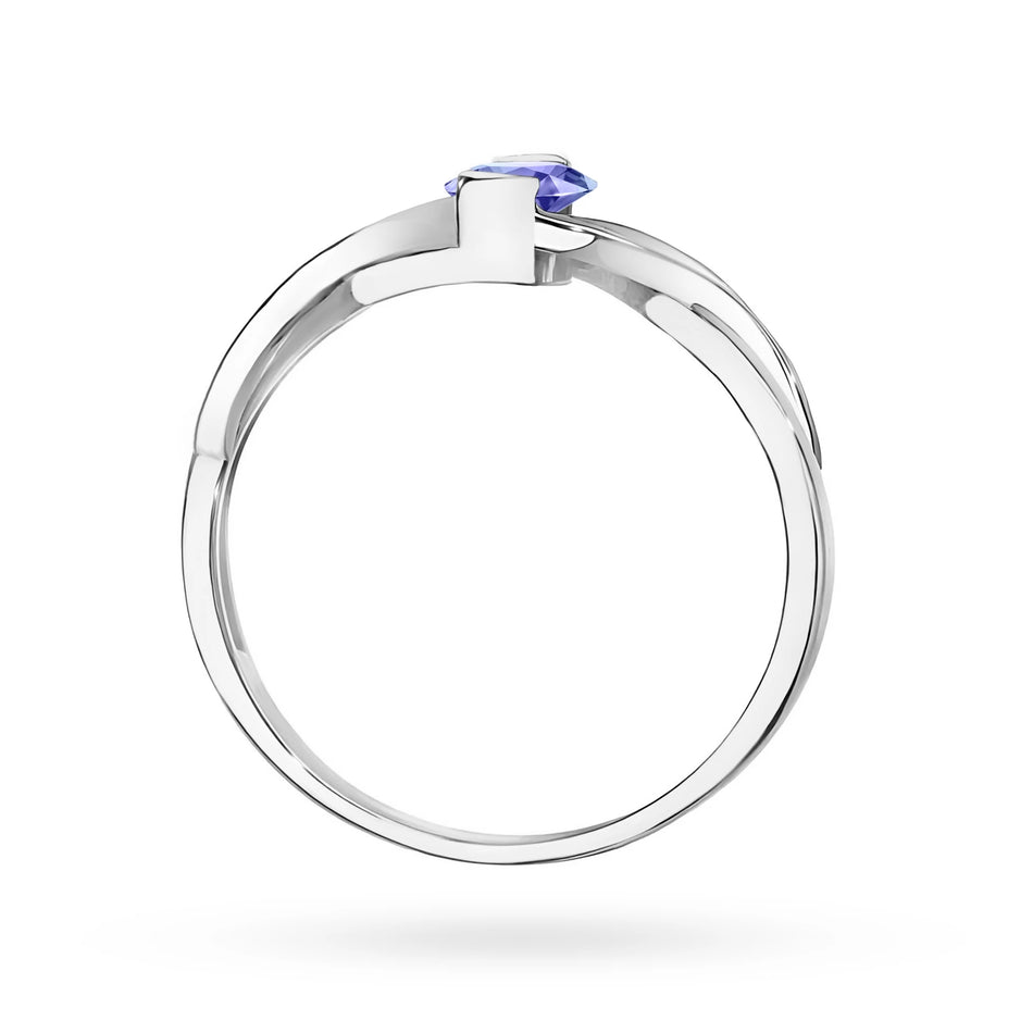Prsten z bílého zlata s 0,40ct tanzanitem a 0,05ct diamanty