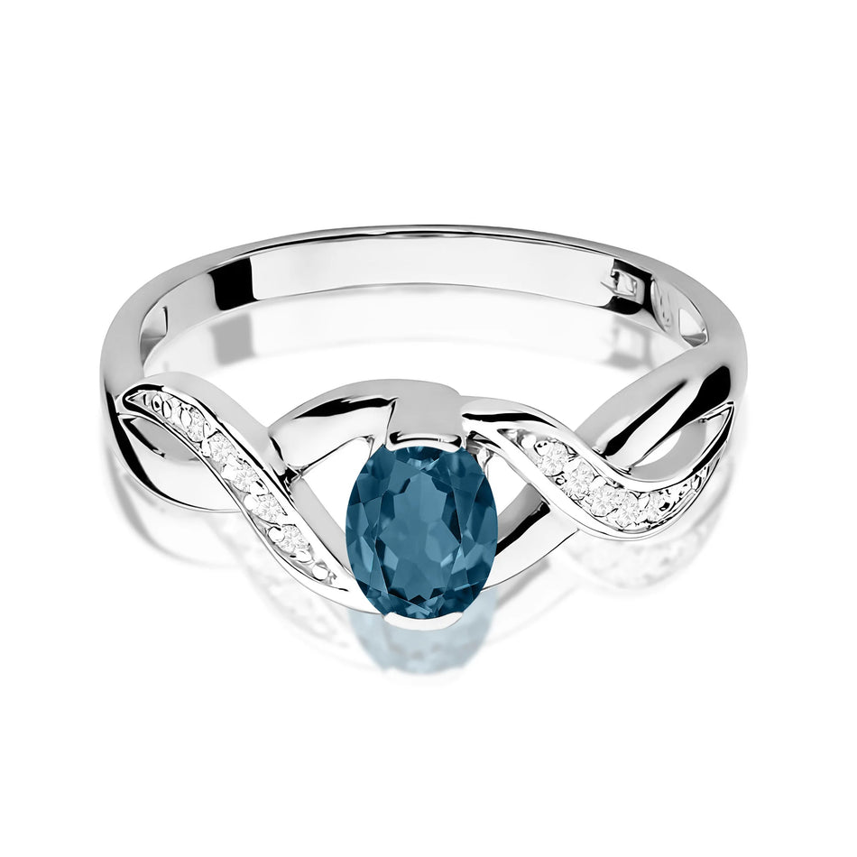 Gold Ring with 0.50ct Topaz London Blue and 0.05ct Diamonds