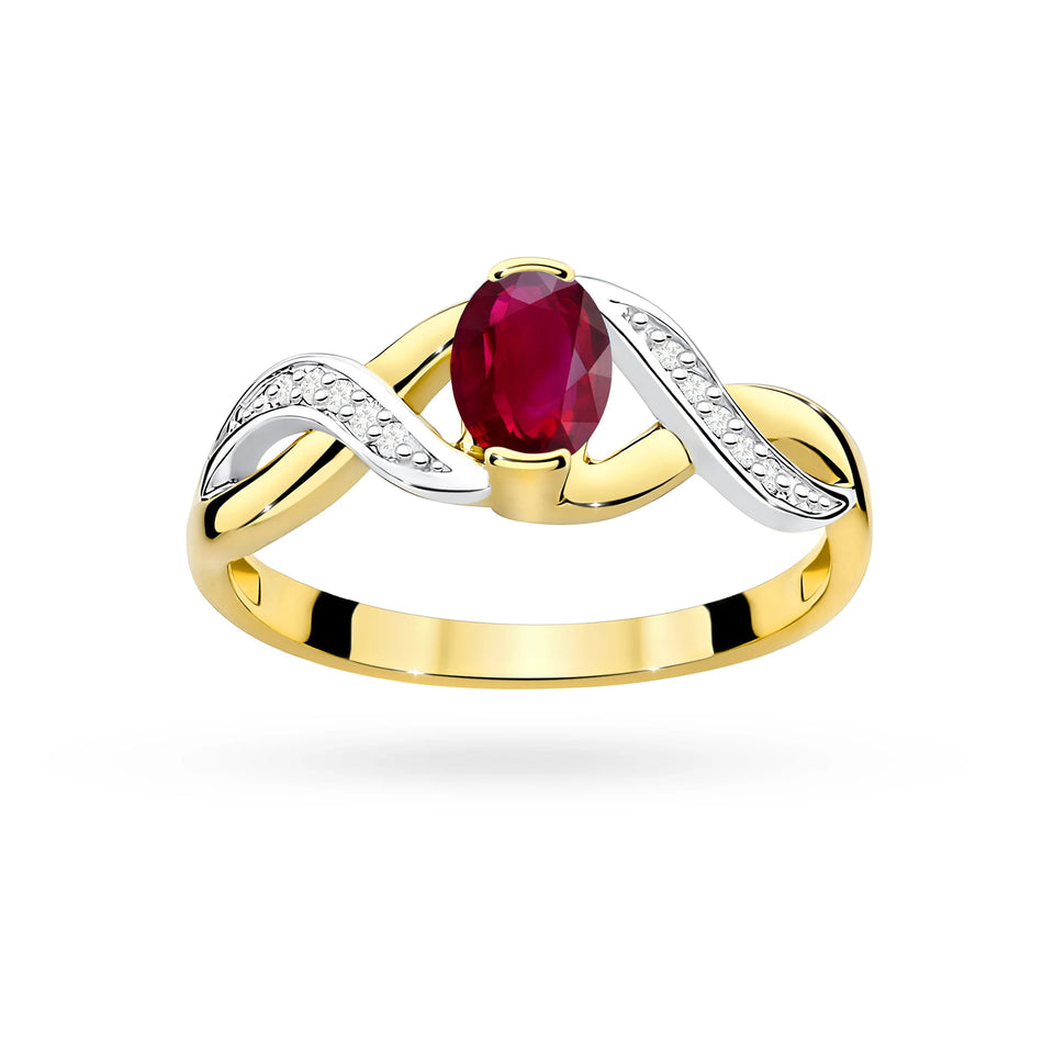 Zlatý prsten s rubínem 0,60 ct a diamanty 0,05 ct