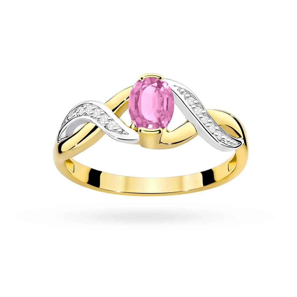 Zlatý prsten s růžovým safírem 0,45 ct a diamanty 0,05 ct