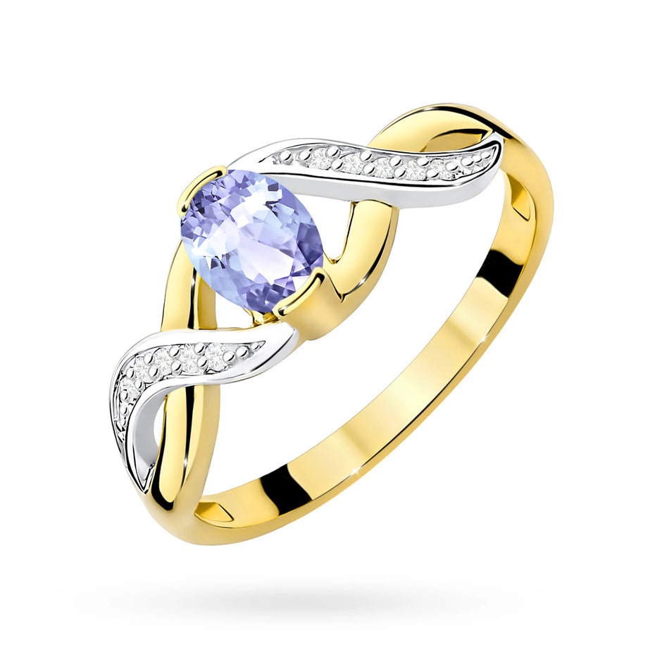Zlatý prsten s 0,40ct tanzanitem a 0,05ct diamanty