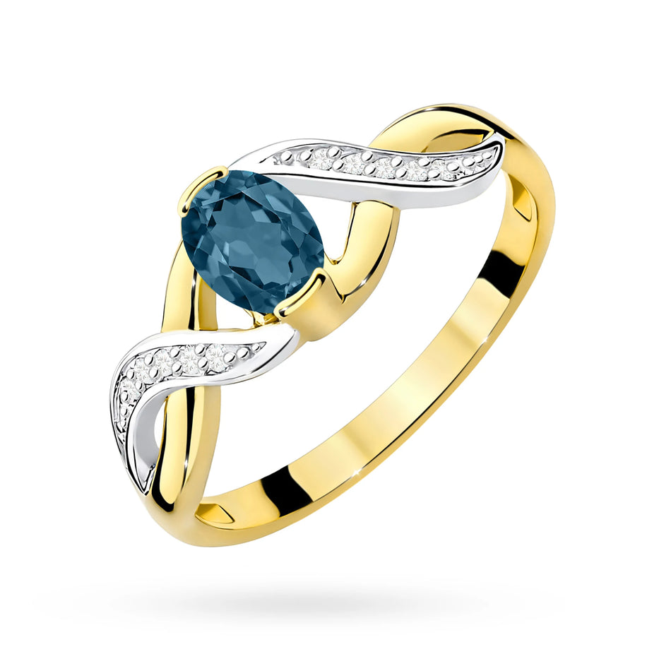 Zlatý prsten s 0,50ct topazem London Blue a 0,05ct diamanty