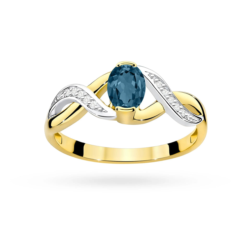 Zlatý prsten s 0,50ct topazem London Blue a 0,05ct diamanty
