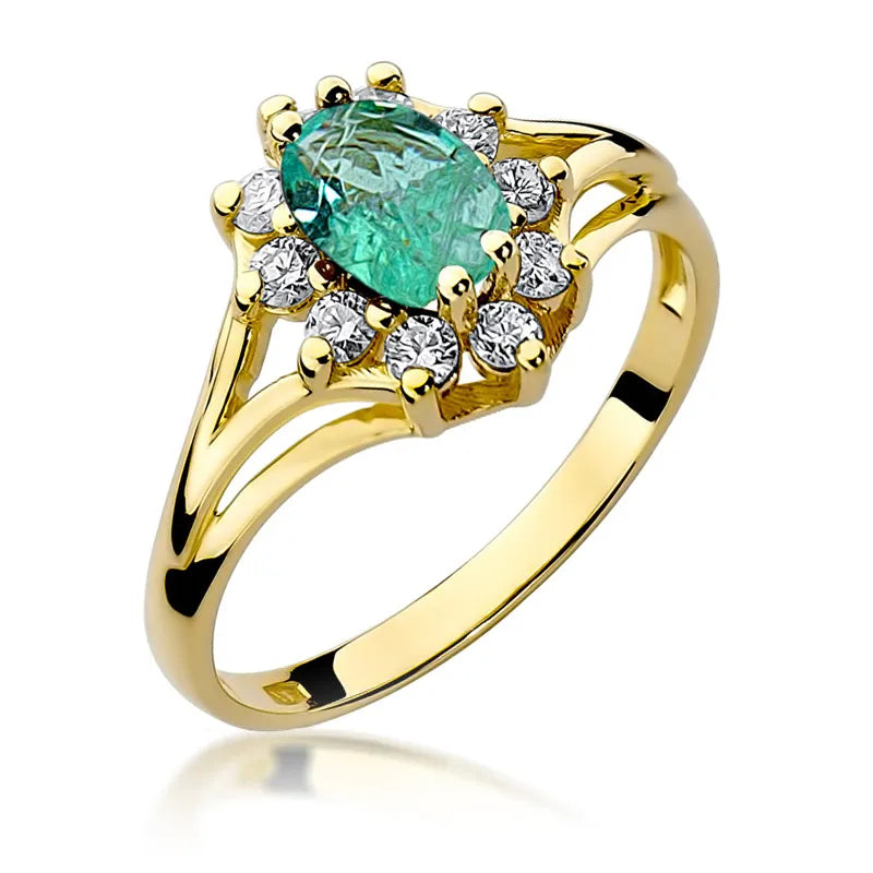 zlatý prsten s 0,80ct smaragdem a 0,30ct diamanty w0037-emg-01