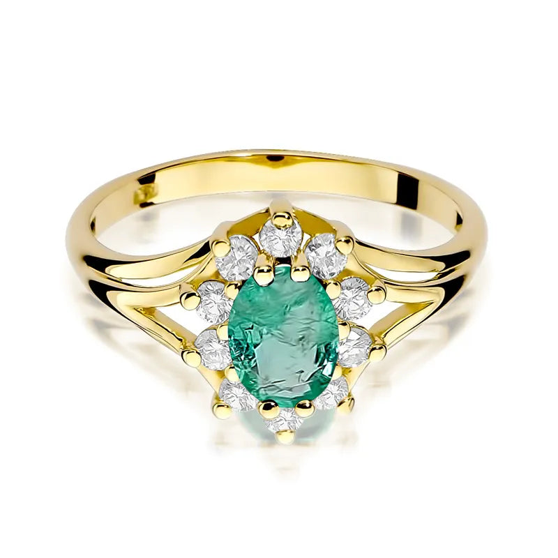 zlatý prsten s 0,80ct smaragdem a 0,30ct diamanty w0037-emg-01