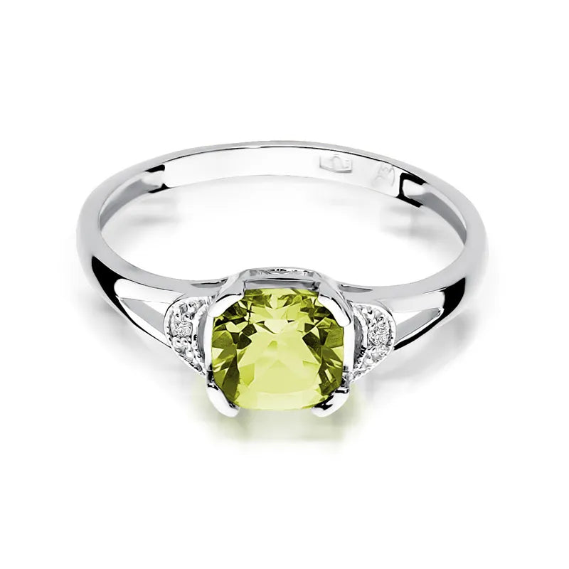 zlatý prsten s 1,00 ct olivínem a 0,01 ct diamanty w0040-peg-01