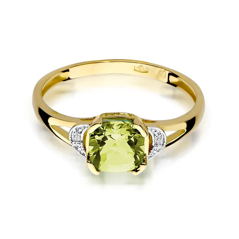 zlatý prsten s 1,00 ct olivínem a 0,01 ct diamanty w0040-peg-01