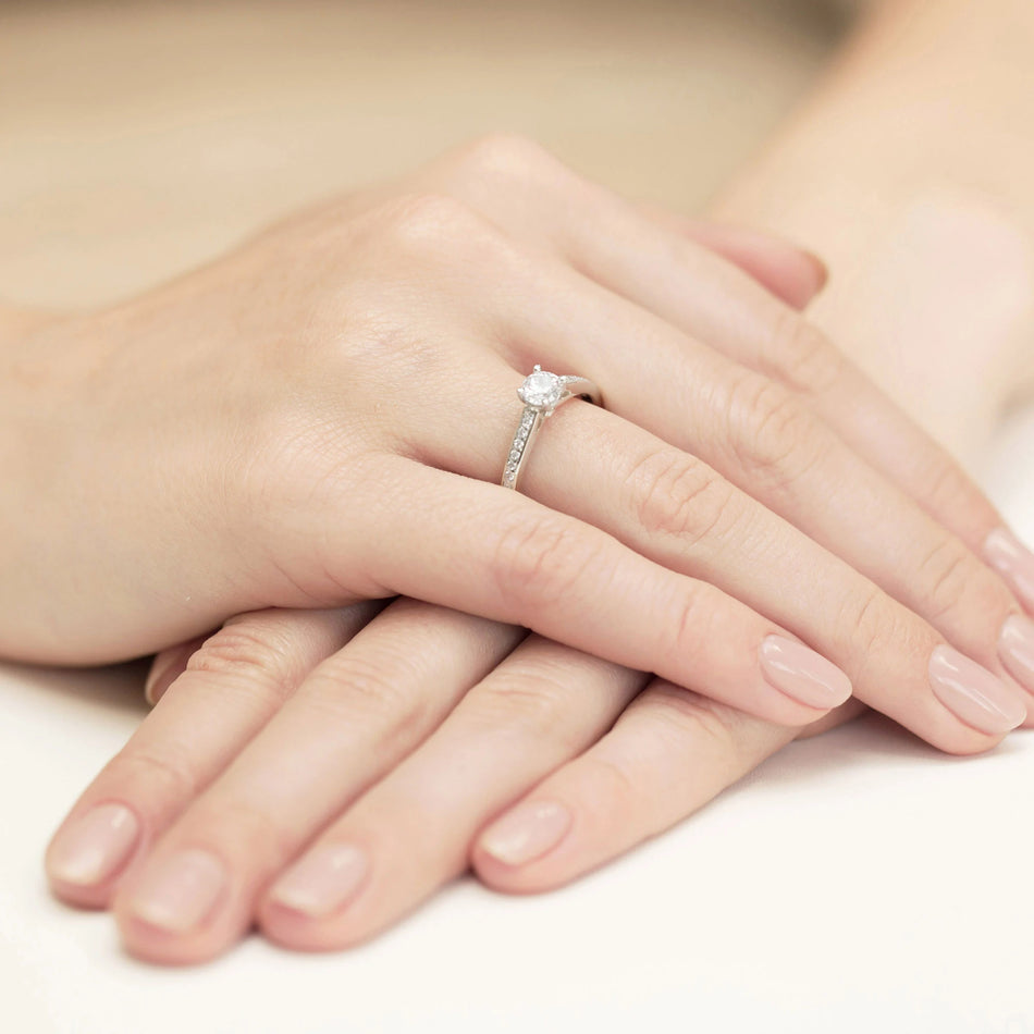 White Gold Ring with 0.50ct and 0.12ct Diamonds